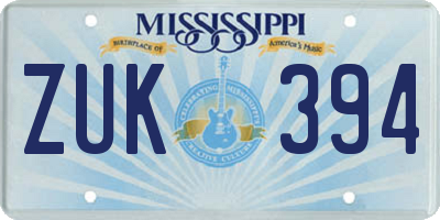 MS license plate ZUK394