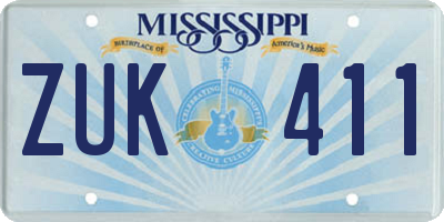 MS license plate ZUK411