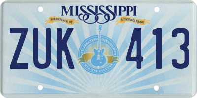 MS license plate ZUK413