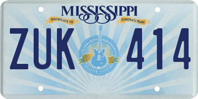 MS license plate ZUK414