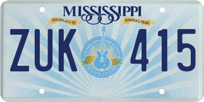 MS license plate ZUK415
