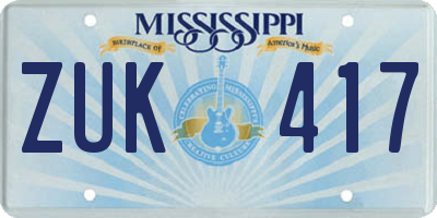 MS license plate ZUK417
