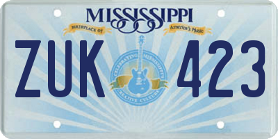 MS license plate ZUK423
