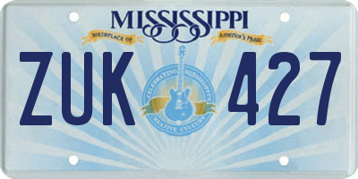 MS license plate ZUK427