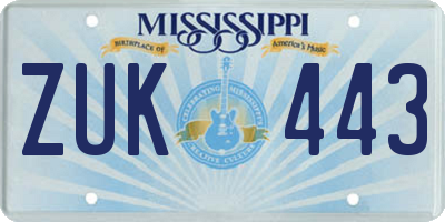 MS license plate ZUK443