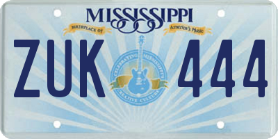 MS license plate ZUK444