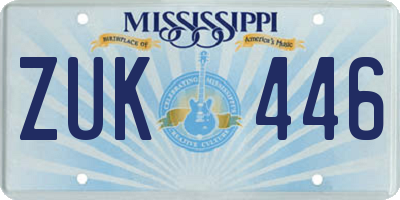 MS license plate ZUK446