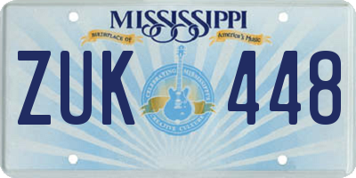 MS license plate ZUK448