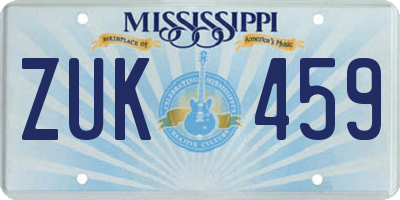MS license plate ZUK459