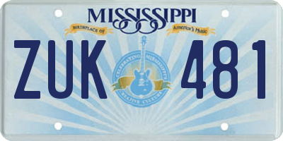 MS license plate ZUK481