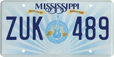 MS license plate ZUK489