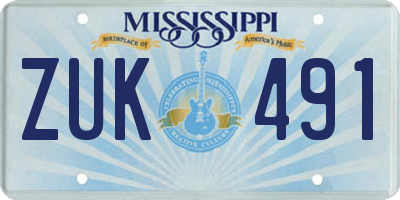 MS license plate ZUK491