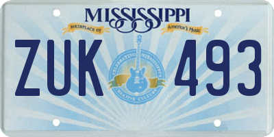 MS license plate ZUK493