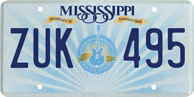 MS license plate ZUK495
