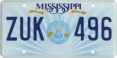 MS license plate ZUK496
