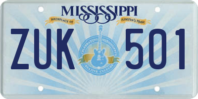 MS license plate ZUK501
