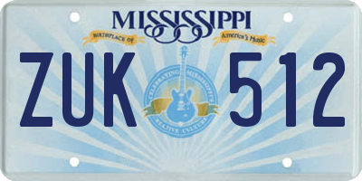 MS license plate ZUK512