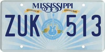 MS license plate ZUK513