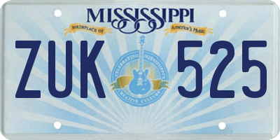 MS license plate ZUK525