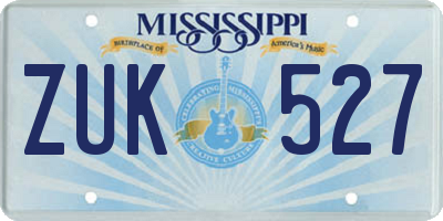 MS license plate ZUK527
