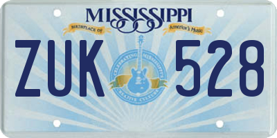 MS license plate ZUK528