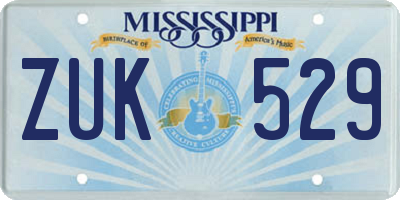 MS license plate ZUK529