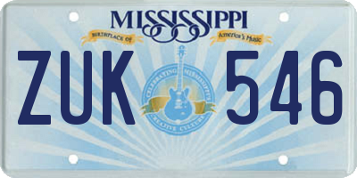 MS license plate ZUK546