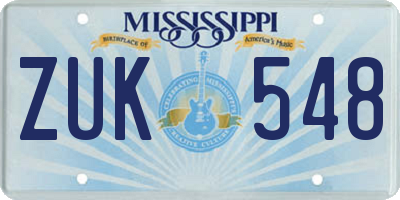 MS license plate ZUK548