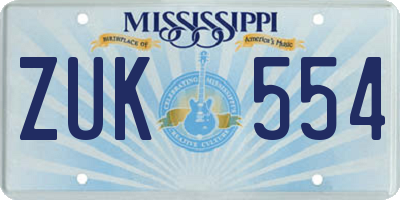MS license plate ZUK554