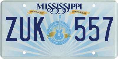 MS license plate ZUK557