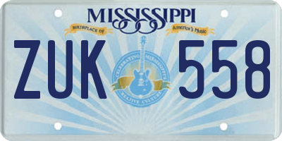 MS license plate ZUK558