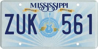 MS license plate ZUK561