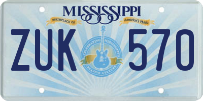 MS license plate ZUK570