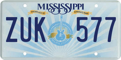 MS license plate ZUK577