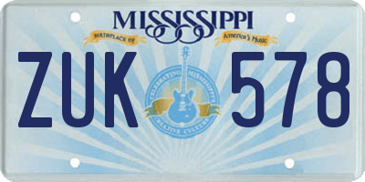 MS license plate ZUK578