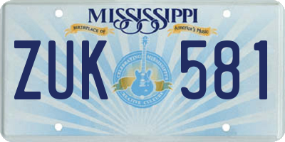 MS license plate ZUK581