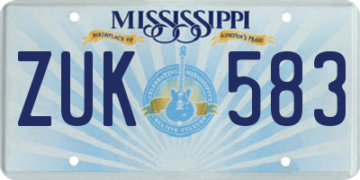 MS license plate ZUK583