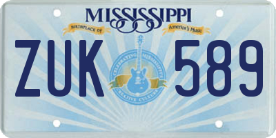 MS license plate ZUK589