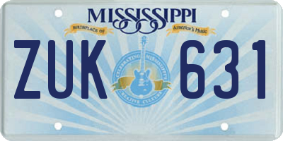 MS license plate ZUK631