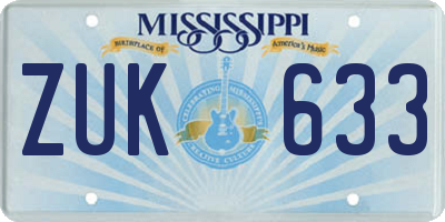 MS license plate ZUK633