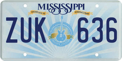 MS license plate ZUK636