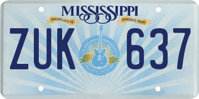 MS license plate ZUK637