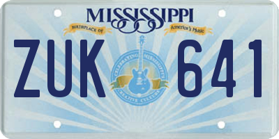 MS license plate ZUK641