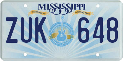 MS license plate ZUK648
