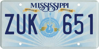 MS license plate ZUK651