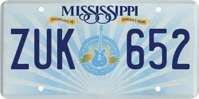 MS license plate ZUK652