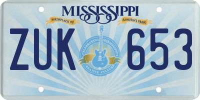 MS license plate ZUK653