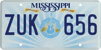 MS license plate ZUK656