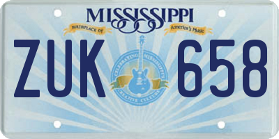 MS license plate ZUK658