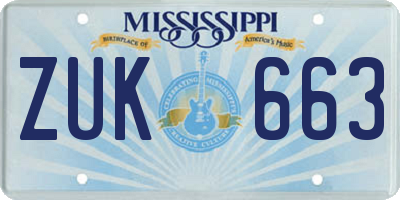 MS license plate ZUK663